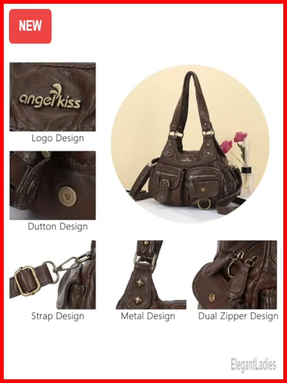 Women's Vegan Leather Hobo Bag Crossbody Shoulder Purse